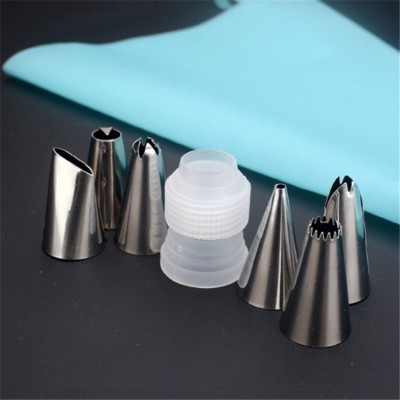 8PCS/Set Cake Decorating Tools Silicone Cing Cream Pastry Piping Bag with Stainless Steel Nozzle